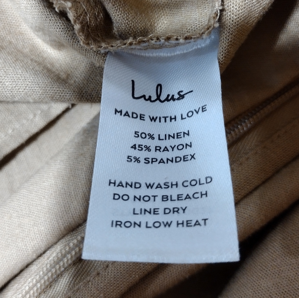 NWT Lulus Linen Blend Wrap Skirt Women's M Tan Retro Y2K 90s Casual Comfy - Picture 7 of 7